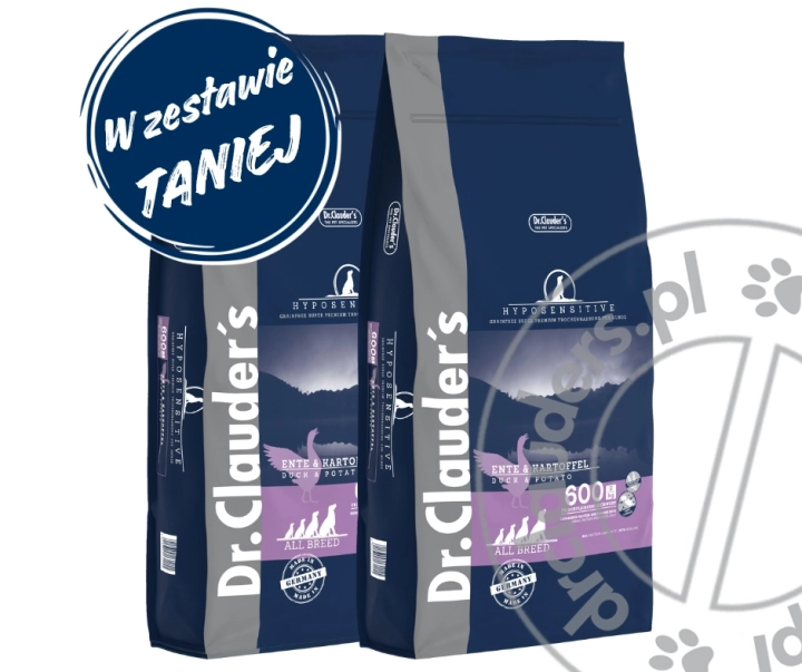 W zestawie taniej! Dr.Clauder's HYPOSENSITIVE ENTE & KARTOFFEL - Karma sucha - KACZKA & ZIEMNIAKI - 2x11,5kg