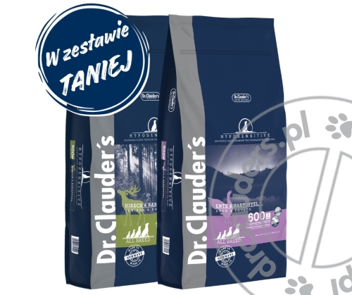 DUO Pack Dr.Clauder's HYPOSENSITIVE: KACZKA & ZIEMNIAKI + JELEŃ & ZIEMNIAKI - 2x11,5kg