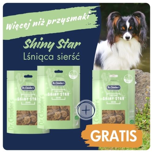 DC_FC_shiny_2plus1.jpgDr.Clauder's Functional Coins SHINY STAR - Przysmaki funkcyjne LŚNIĄCA SIERŚĆ - 80g 2+1 GRATIS