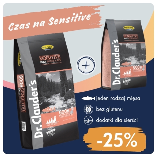 Dr.Clauder's Best Choice SENSITIVE ADULT SALMON ŁOSOŚ & RYŻ - Karma sucha - 16,5kg - 25% TANIEJ