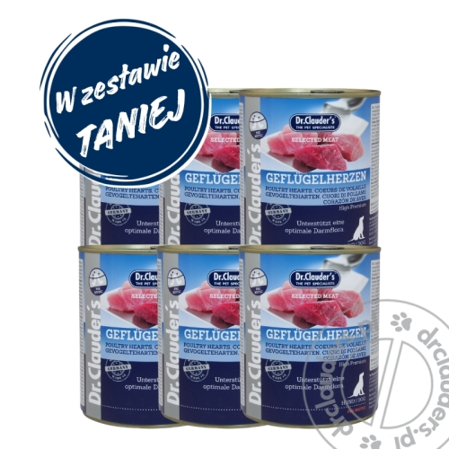 Dr.Clauder's Selected Meat GEFLÜGELHERZEN - Karma mokra SERCA DROBIOWE - 6x800g