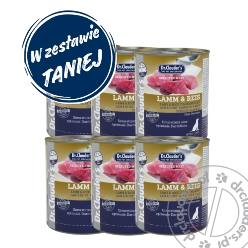 Dr.Clauder's Selected Meat LAMM & REIS - Karma mokra JAGNIĘCINA I RYŻ - 6x800g