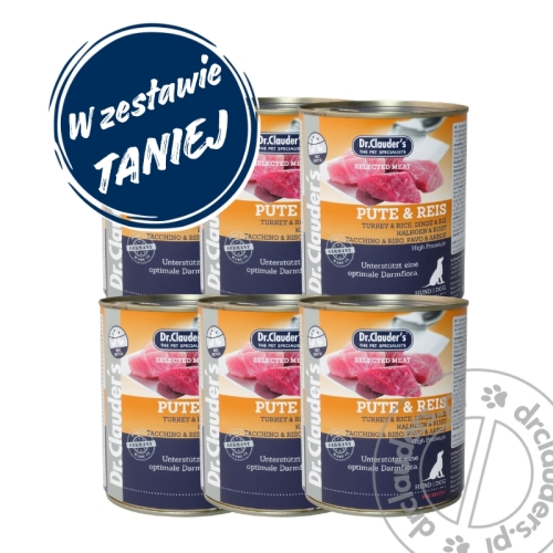 Dr.Clauder's Selected Meat PUTE & REIS - Karma mokra INDYK & RYŻ - 6x800g