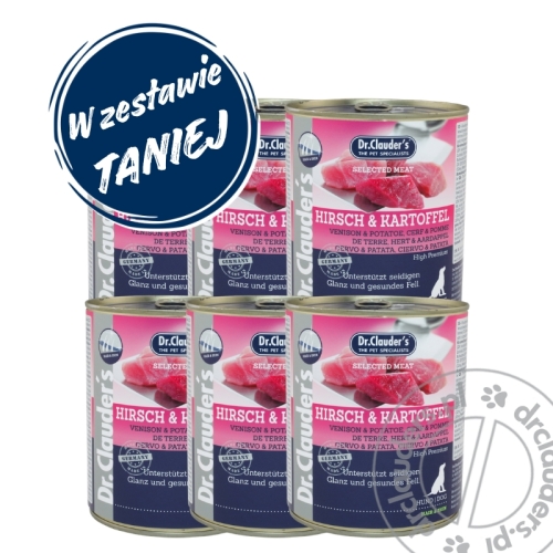 Dr.Clauder's Selected Meat HIRSCH & KARTOFFEL - Karma mokra JELEŃ & ZIEMNIAKI - 6x800g