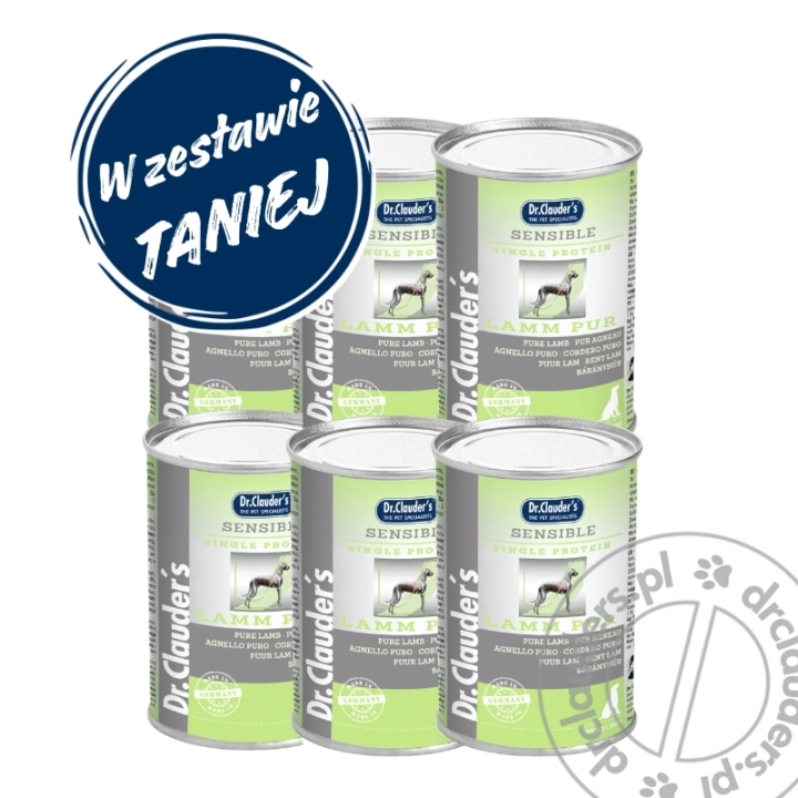 Dr.Clauder's Sensible PUR LAMM - Karma mokra CZYSTA JAGNIĘCINA - 6x400g