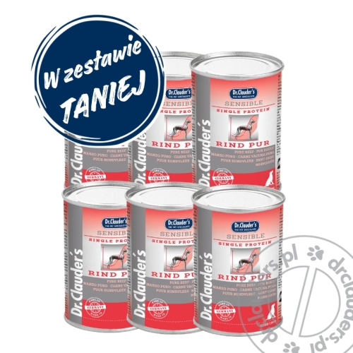 Dr.Clauder's Sensible PUR RIND - Karma mokra CZYSTA WOŁOWINA - 6x400g