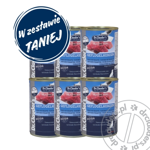 Dr.Clauder's Selected Meat GEFLÜGELHERZEN - Karma mokra SERCA DROBIOWE - 6x400g
