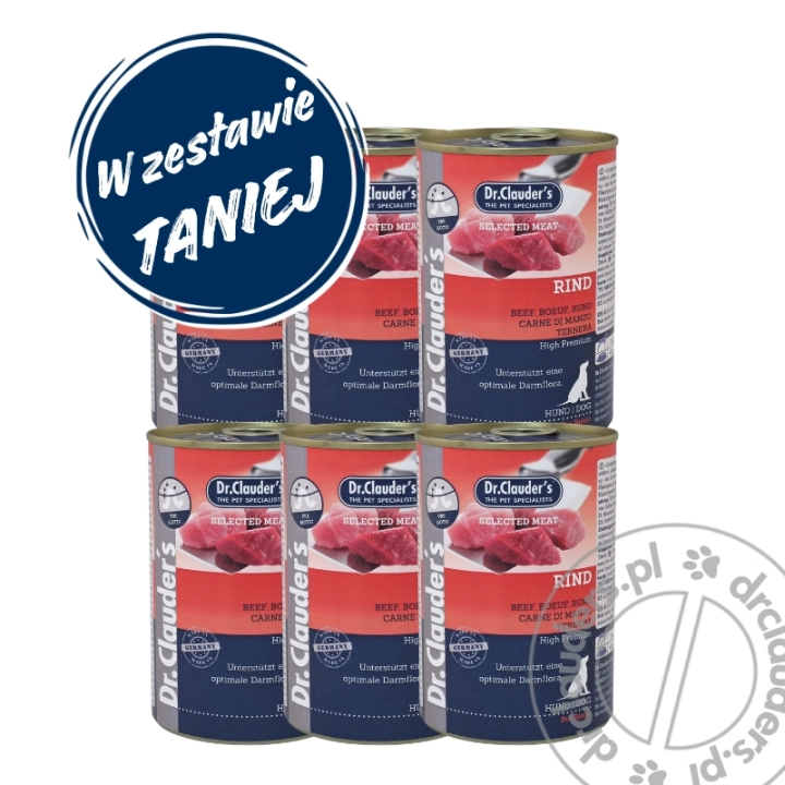 Dr.Clauder's Selected Meat RIND - Karma mokra WOŁOWINA - 6x400g