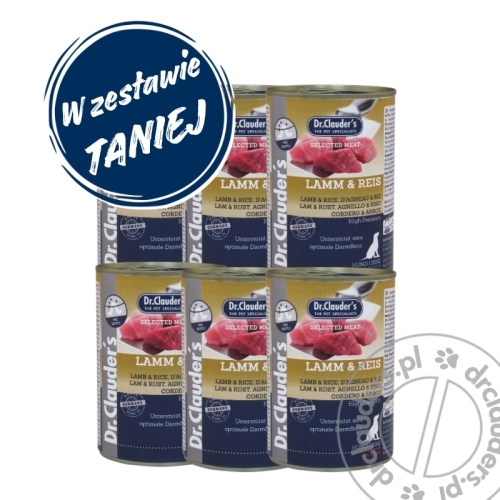 Dr.Clauder's Selected Meat LAMM & REIS - Karma mokra JAGNIĘCINA I RYŻ - 6x400g