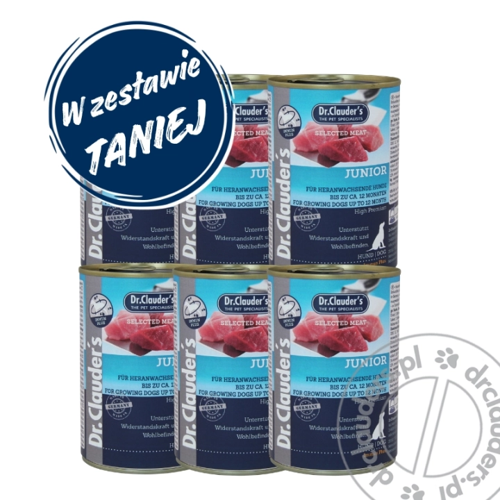 Dr.Clauder's Selected Meat JUNIOR - Karma mokra dla MŁODYCH psów - 6x400g