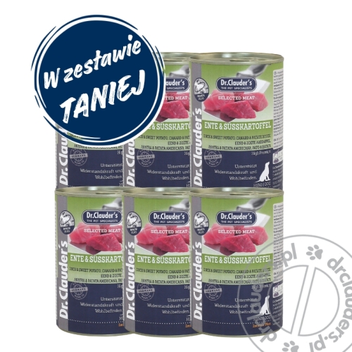 Dr.Clauder's Selected Meat ENTE & SÜSSKARTOFFEL - Karma mokra KACZKA & BATATY - 6x400g