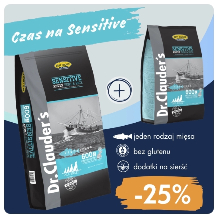 Dr.Clauder's Best Choice SENSITIVE ADULT SALMON RYBY & RYŻ - Karma sucha - 16,5kg - 25% TANIEJ!
