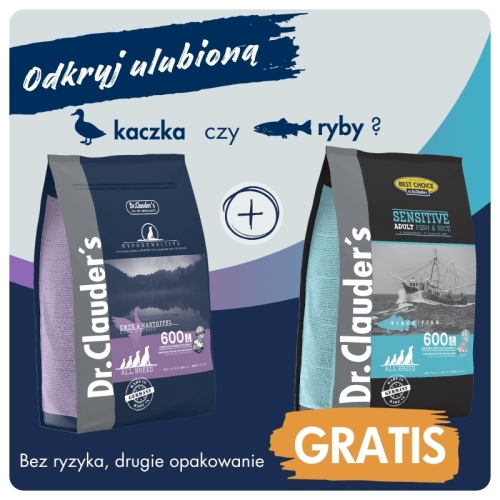 Dr.Clauder's HYPOSENSITIVE ENTE - Karma sucha dla psów KACZKA & ZIEMNIAKI 3,5kg + RYBY & RYŻ 4kg GRATIS