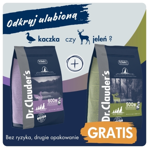 Dr.Clauder's HYPOSENSITIVE ENTE - Karma sucha dla psów KACZKA & ZIEMNIAKI 3,5kg + JELEŃ & ZIEMNIAKI 3,5kg GRATIS
